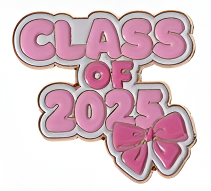 1 - Floral Graduation Cap Pin – Black with Pink Flowers - 6 - Class of 2025 Pink Bow Pin