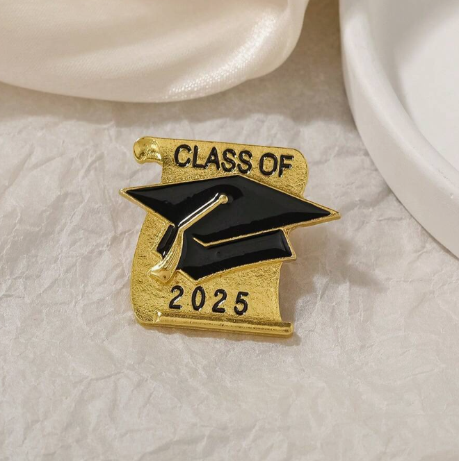 3 - Class of 2025 Gold Scroll & Cap Brooch
