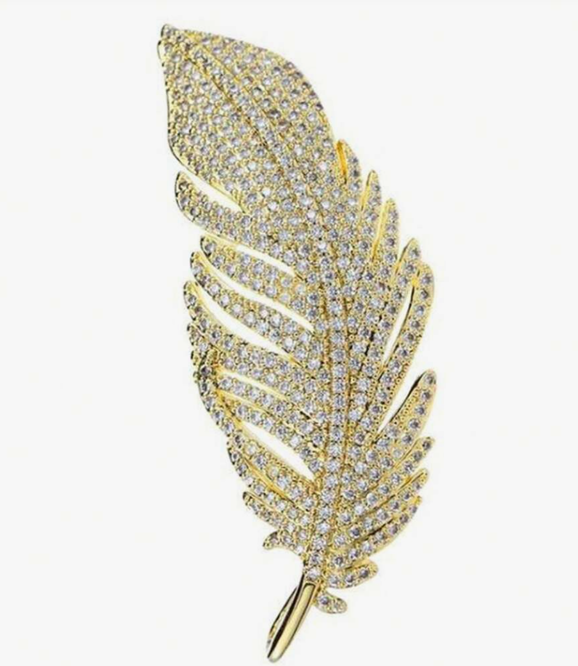 Elegant Rhinestone Feather Brooch (Silver) - Elegant Rhinestone Feather Brooch (Gold)