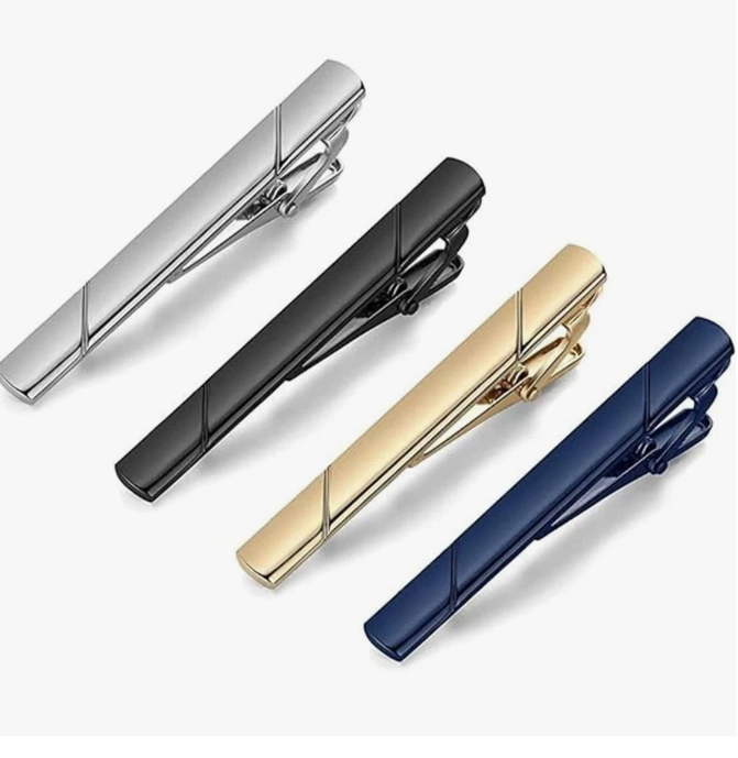 Polished Finish Tie Clips – Multiple Colors (Set of 4)